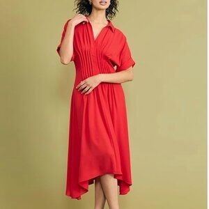 Luxely Pintuck Handkerchief Hem Midi - Adrenaline Rush Red - 4